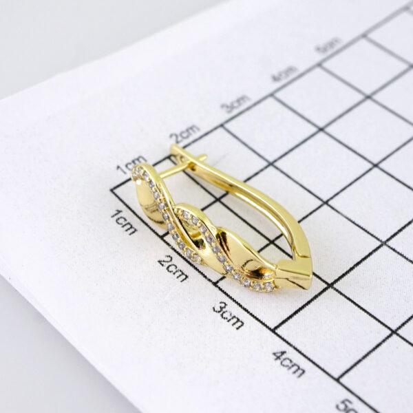 E1871 Earrings - Aretes - Zircon Stone - 14K Real Color - Image 3