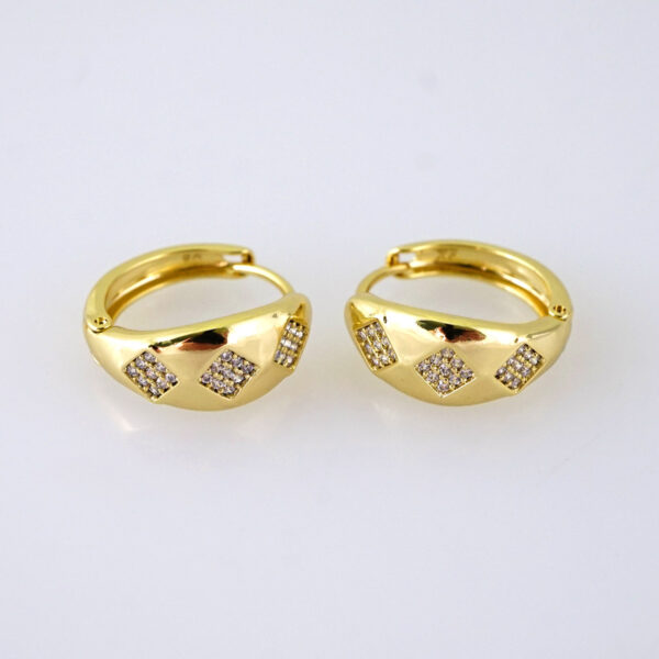 E1875 Earrings - Aretes - Zircon Stone - 14K Real Color