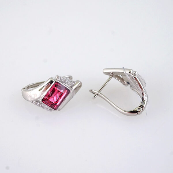 E1888 Earrings - Aretes - Zircon Stone - 14K Real Color