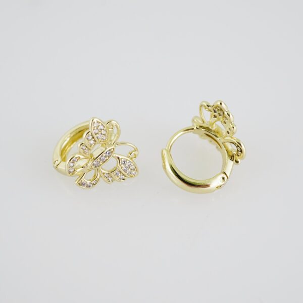 E1928 Earrings - Aretes - Zircon Stone - 14K Real Color