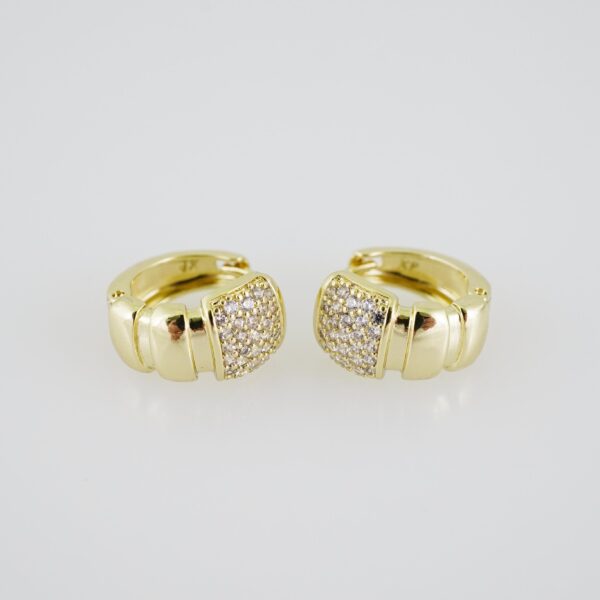 E1929 Earrings - Aretes - Zircon Stone - 14K Real Color