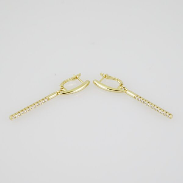 E1936 Earrings - Aretes - Zircon Stone - 14K Real Color