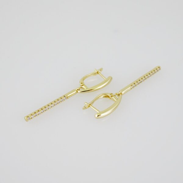 E1936 Earrings - Aretes - Zircon Stone - 14K Real Color