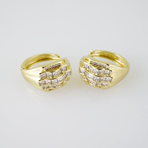 E1963 Earrings - Aretes - Zircon Stone - 14K Real Color