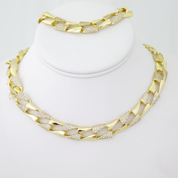 SET1495 Gargantilla & Pulsera - Choker W - Bracelet - 14K Real Color - Zircon Stone