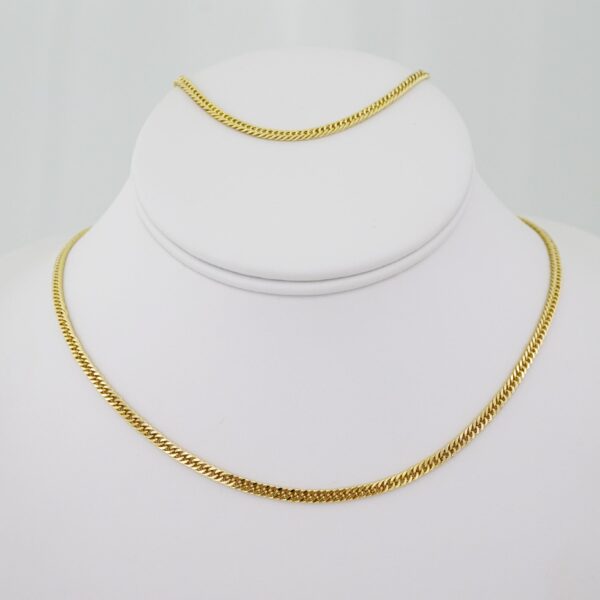 SET1500 Gargantilla & Pulsera - Choker W - Bracelet - Plain - 14K Real Color - 2mmX45cm
