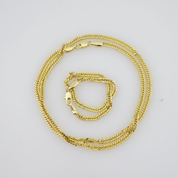 SET1500 Gargantilla & Pulsera - Choker W - Bracelet - Plain - 14K Real Color - 2mmX45cm