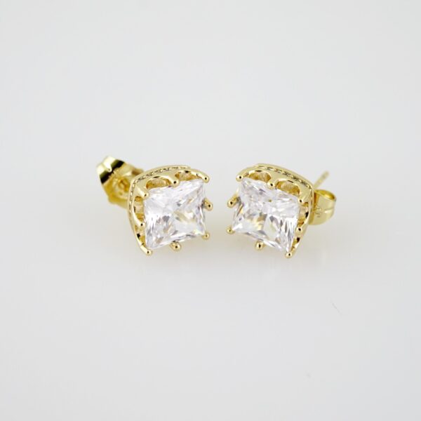 E1925 Earrings - Aretes - Zircon Stone - 14K Real Color