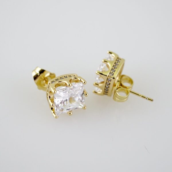E1925 Earrings - Aretes - Zircon Stone - 14K Real Color
