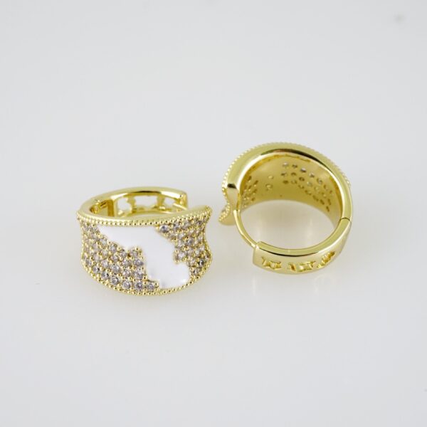 E1966 Earrings - Aretes - Zircon Stone - 14K Real Color