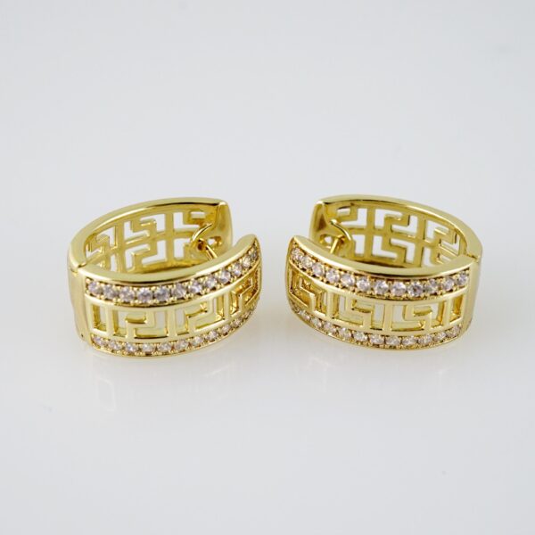 E1974 Earrings - Aretes - Zircon Stone - 14K Real Color