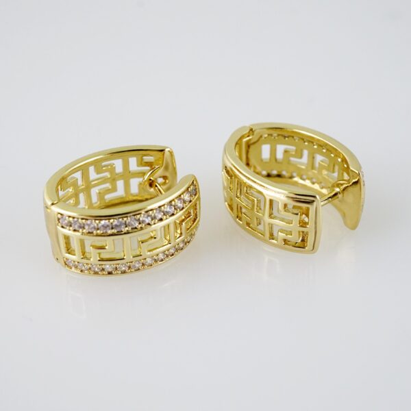 E1974 Earrings - Aretes - Zircon Stone - 14K Real Color