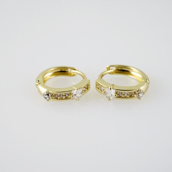 E1978 Earrings - Aretes - Zircon Stone - 14K Real Color