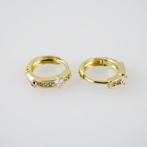 E1978 Earrings - Aretes - Zircon Stone - 14K Real Color