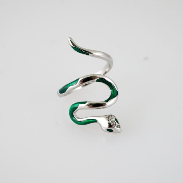 R688 RING - ANILLO - Zircon Stone - SILVER COLOR - GREEN - AJUSTABLE