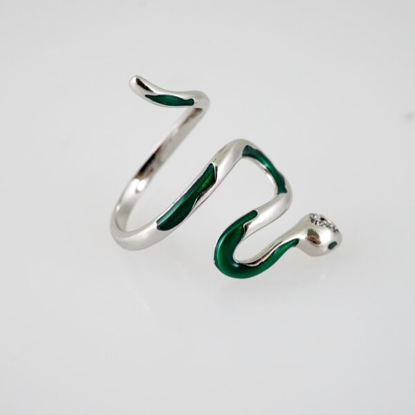R688 RING - ANILLO - Zircon Stone - SILVER COLOR - GREEN - AJUSTABLE