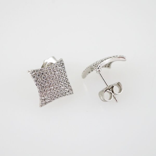 E1988 Earrings - Aretes - Zircon Stone - Silver Color