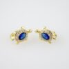 E1993 Earrings - Aretes - Zircon Stone - 14K Real Color - Blue