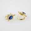 E1993 Earrings - Aretes - Zircon Stone - 14K Real Color - Blue