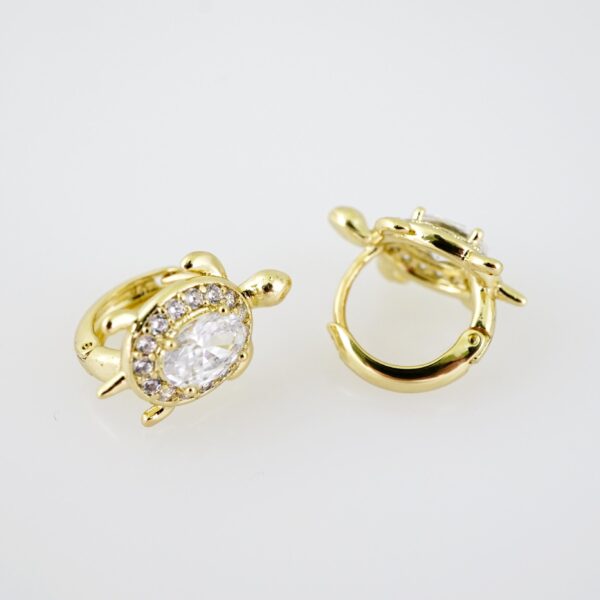 E1994 Earrings - Aretes - Zircon Stone - 14K Real Color