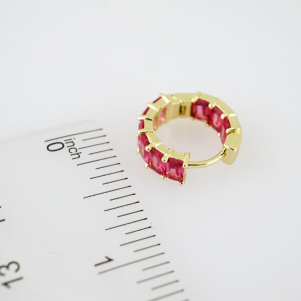 E1995 Earrings - Aretes - Zircon Stone - 14K Real Color - Pink