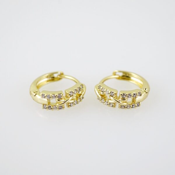 E1996 Earrings - Aretes - Zircon Stone - 14K Real Color