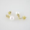 E2001 Earrings - Aretes - Zircon Stone - 14K Real Color - Pearl - Image 2