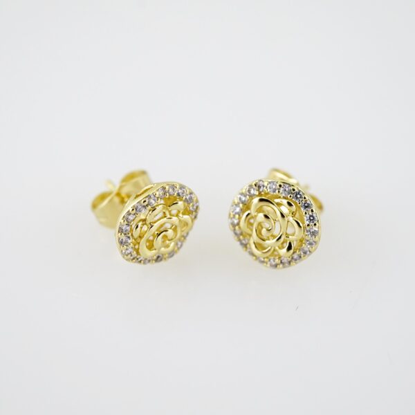 E2003 Earrings - Aretes - Zircon Stone - 14K Real Color