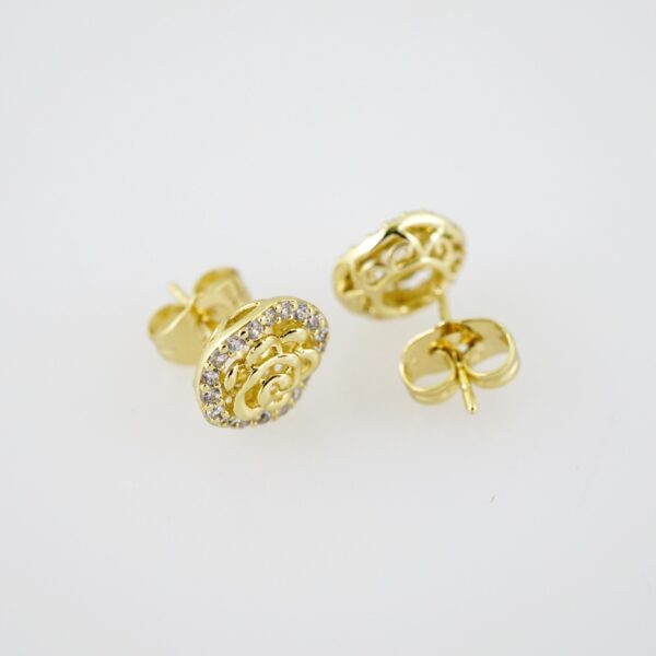 E2003 Earrings - Aretes - Zircon Stone - 14K Real Color