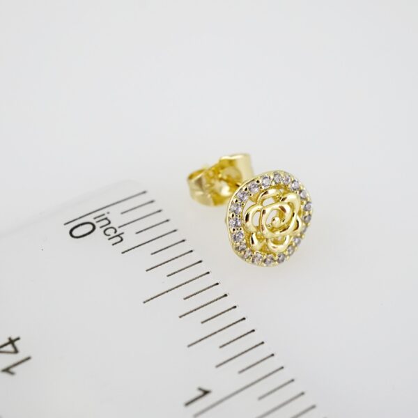 E2003 Earrings - Aretes - Zircon Stone - 14K Real Color