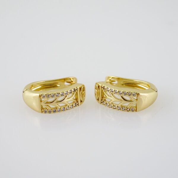 E2012 Earrings - Aretes - Zircon Stone - 14K Real Color