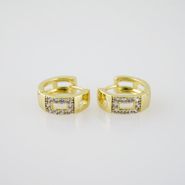 E2013 Earrings - Aretes - Zircon Stone - 14K Real Color