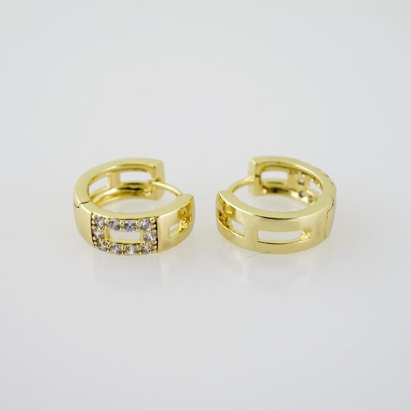 E2013 Earrings - Aretes - Zircon Stone - 14K Real Color