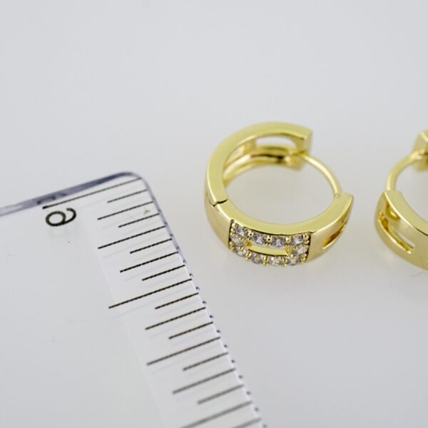 E2013 Earrings - Aretes - Zircon Stone - 14K Real Color