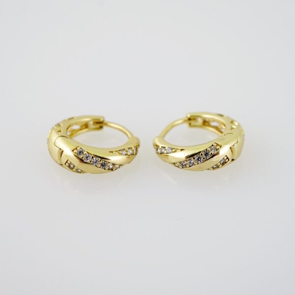 E2018 Earrings - Aretes - Zircon Stone - 14K Real Color