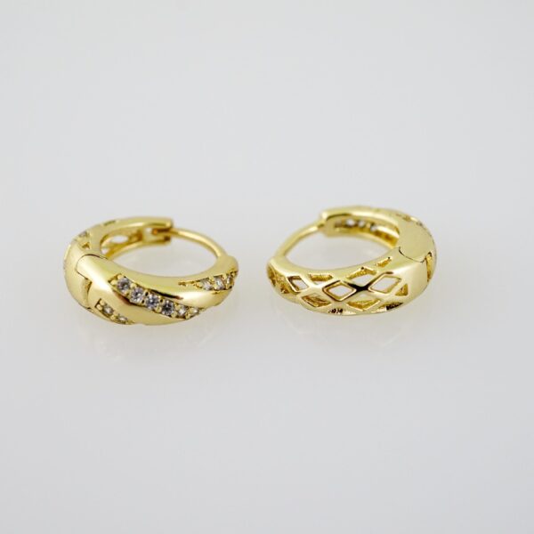 E2018 Earrings - Aretes - Zircon Stone - 14K Real Color
