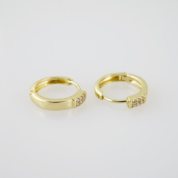 E2021 Earrings - Aretes - Zircon Stone - 14K Real Color
