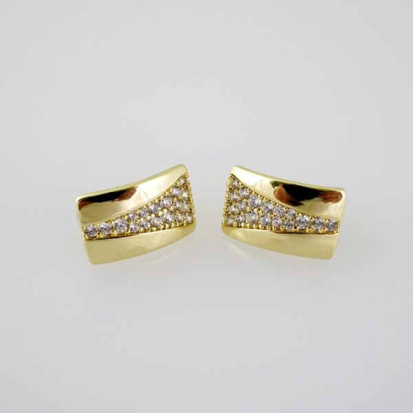 E2023 Earrings - Aretes - Zircon Stone - 14K Real Color