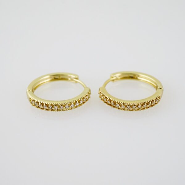 E2025 Earrings - Aretes - Zircon Stone - 14K Real Color
