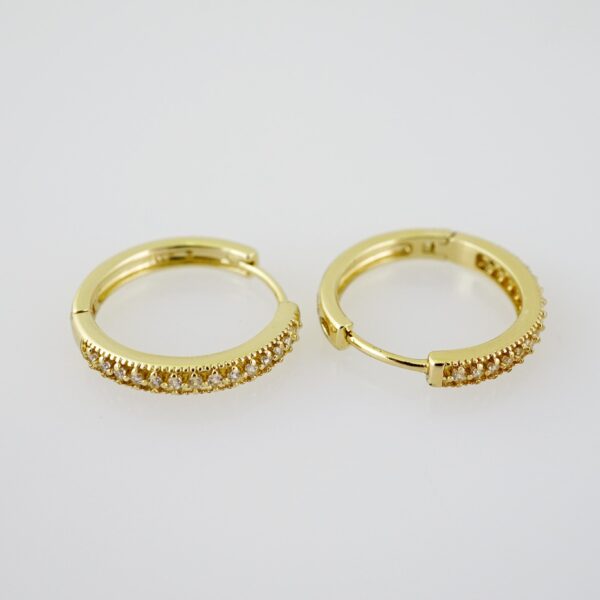 E2025 Earrings - Aretes - Zircon Stone - 14K Real Color