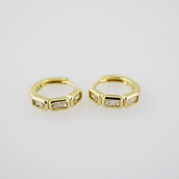 E2026 Earrings - Aretes - Zircon Stone - 14K Real Color