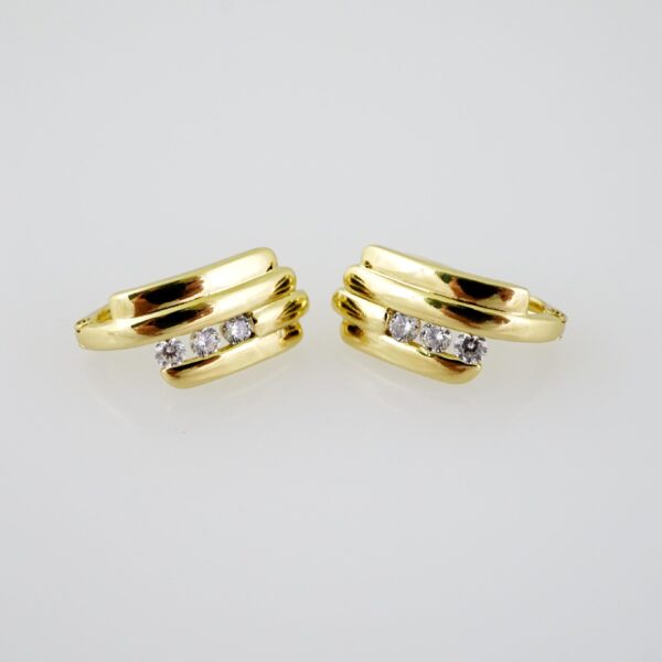 E2029 Earrings - Aretes - Zircon Stone - 14K Real Color
