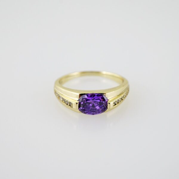 R695 RING - ANILLO - Zircon Stone - 14K Real Color