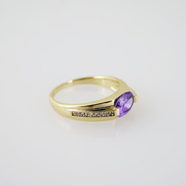 R695 RING - ANILLO - Zircon Stone - 14K Real Color