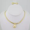SET1525 Gargantilla W - Aretes - Choker W -  Earrings - Plain - 14K Real Color