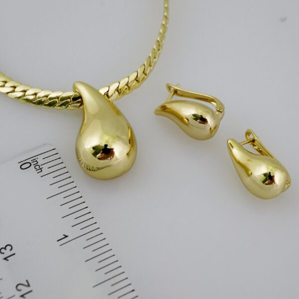 SET1525 Gargantilla W - Aretes - Choker W -  Earrings - Plain - 14K Real Color