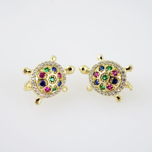 E2032 Earrings - Aretes - Zircon Stone - 14K Real Color