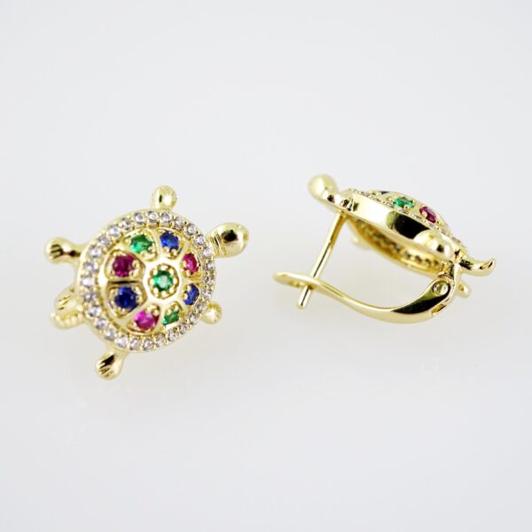 E2032 Earrings - Aretes - Zircon Stone - 14K Real Color
