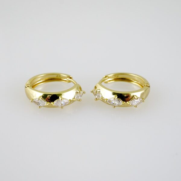 E2036 Earrings - Aretes - Zircon Stone - 14K Real Color