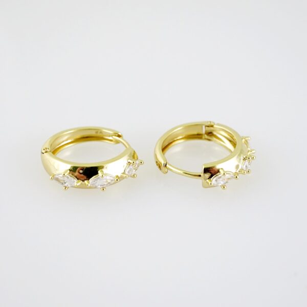 E2036 Earrings - Aretes - Zircon Stone - 14K Real Color
